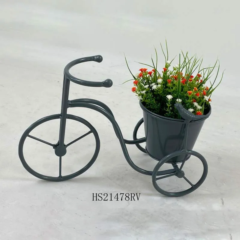 Sykkelplanteholder i metall med fugledekor